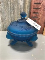 Footed seashell candy dish, satin blue