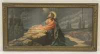 (W) Religious Framed Art Work.( Appr 33in x 17in)