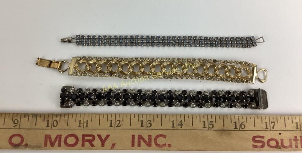 (3) vintage rhinestone bracelets