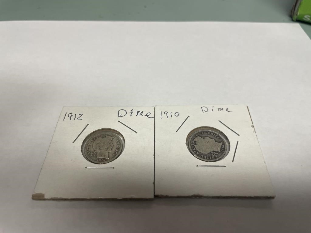 1910 & 1912 SILVER BARBER DIMES