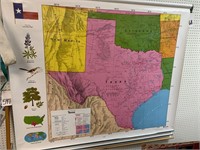 3 NYSTROM ROLL-UP CLASSROOM WALL MAPS - TEXAS,