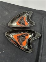 Pair of Art Deco black and orange ashtrays