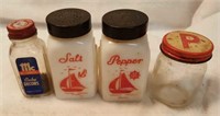 Salt and pepper shakers, milk glass