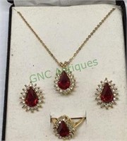 Passionate love red topaz jewelry set includes