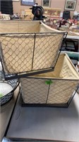 2 CHICKEN WIRE LINED BASKETS