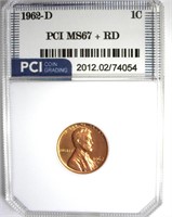 1962-D Cent MS67+ RD LISTS $8750