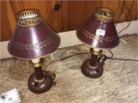 Pr of Vintage Metal Hitchcock Lamps (14" T)