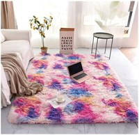 Meeting Story Pink and Purple Rug Shaggy Tie Dye R
