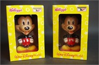 (2) Kelloggs Keebler WDW Mickey Mouse Bobble Heads