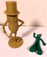 vintage Peanuts bank & GUMBY doll