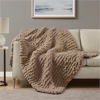 Madison Park Chunky Knit 50 x 60 Brown