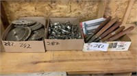 Craftsman lathe wood chisels, metal bands, misc