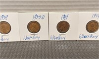 1938, 1935 D, 1949, 1944 wheat pennies.