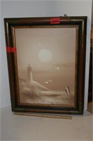 Lighthouse Framed Painting Signed