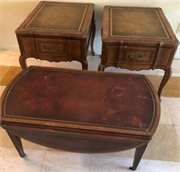 F - VINTAGE COFFEE TABLE & 2 SIDE TABLES (C20)