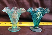 Fenton Turquoise/Teal Hobnail Vases