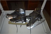 Two Pairs of Vtg Leather Ice Skates