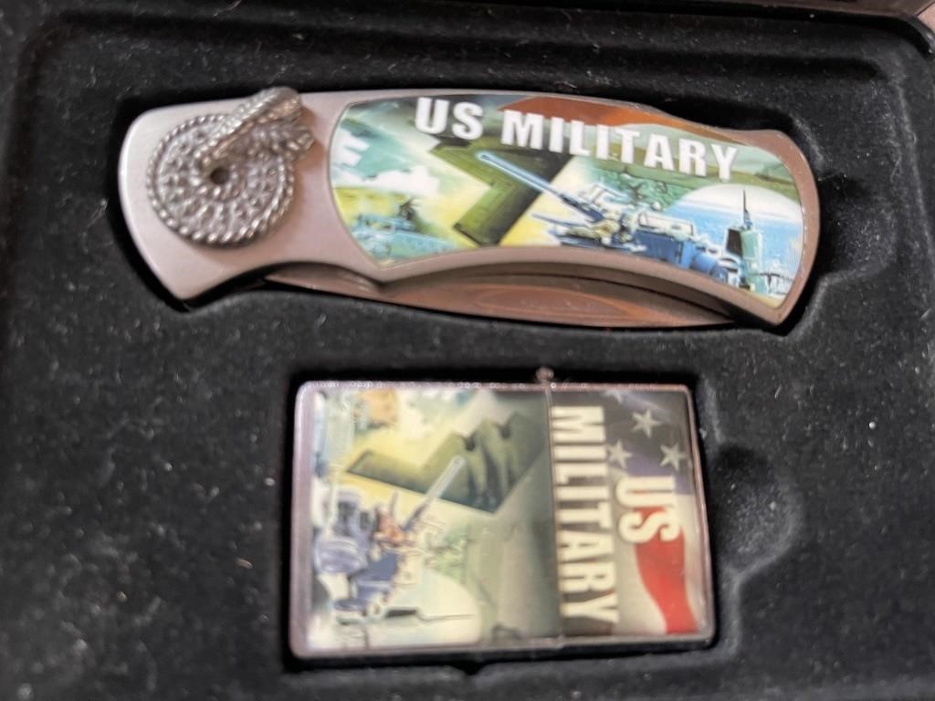 US Military Knife & Lighter Set