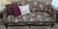 Large Queen Ann Style Floral Upholstered Couch