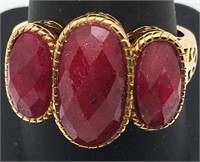 Sterling Gold Tone Natural Ruby Ring