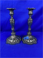 Ornate silver plate candlesticks