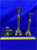 3pc Brass candlesticks