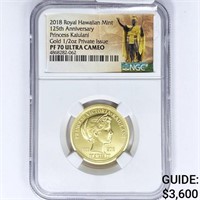 2018 HI 1/2oz Gold Princess Kaiulani NGC PF70 UC