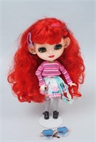 Custom Blythe Doll w/Red Hair & Heart Sunglasses