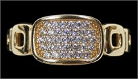 14K Rose gold shared prong pave diamond ring,