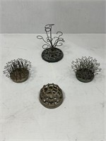 Four Metal Flower Flogs Including Blue Riboon #3