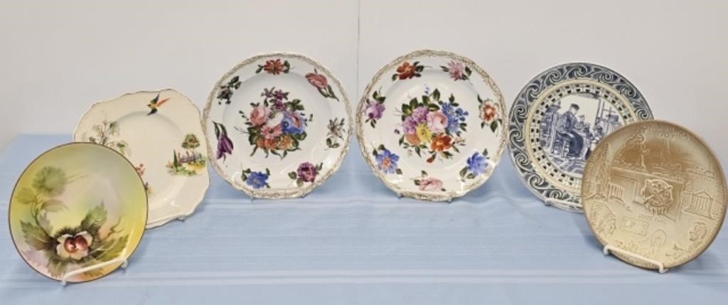 LOT OF 6 PLATES - 2 HAVE OLD PROPER REPAIRS