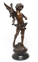Auguste Moreau (after) "Cupidon," Bronze Sculpture