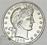 AU/MS 1906 U.S. Barber Silver Half Dollar