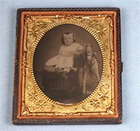 Sixth Plate Ambrotype Photo of Boy & Rocking Horse