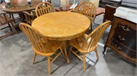 DINING TABLE W/ 4 CHAIRS & HIDE-AWAY LEAF