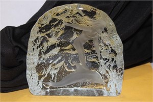 A Signed RM Yates Glass Paperweight