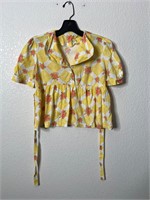 Vintage Femme Yellow Roses Top Shirt