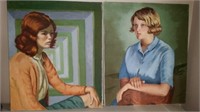Two Portrait Paintings Slingerland Estate