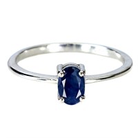 Heated Oval Blue Sapphire 6x4mm Gemstone 925 Sterl