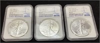 (3) 2021 SILVER AMERICAN EAGLES MS70 EARLY
