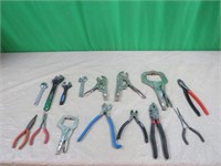 Crecent wrenches, pliers, screw drivers