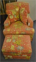 Upholstered Chair with Ottoman & 2 Pillows
