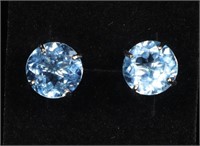 10MM BLUE TOPAZ STUD EARRINGS IN STERLING SILVER