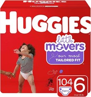 Huggies Little Movers Baby Diapers, Size 6, 104 Ct