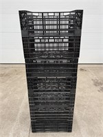 7 black plastic crates