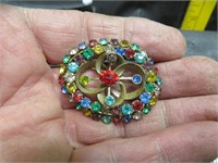 Antique Signed Czecho Brooch Pin 1&7/8" x 1&1/2"