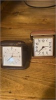 Vintage Westclox clocks in leather case