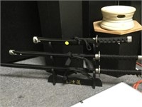 SET OF 3 SAMURAI SWORDS ON DISPLAY STAND