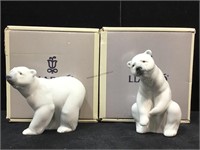 Lladro Pair Of Polar Bears Porcelain Figures in
