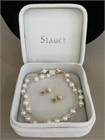 Stauer 14K Pearl Necklace & Earring Set